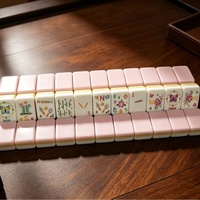 Generals Hemp Rose-Pink Three-Layer Sandwich Acrylic American-Style Mahjong Butterfly Dance Print All-Match Joker