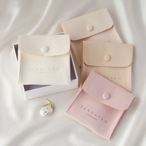 PandaSew Custom Logo Mini <strong>Envelope</strong> Jewelry Bag Snap <strong>Button</strong> Closure Luxury Microfiber Jewelry <strong>Pouch</strong> - Product Image 1