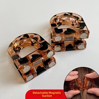 Pinces à cheveux magnétiques 2-en-1, grandes, à forte tenue, motif écaille de tortue, barrettes vintage en acétate français pour femmes