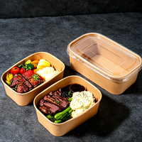 Conteneur rectangulaire en kraft robuste et jetable pour emballer les aliments chauds ou froids