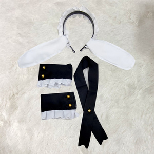 Traje de sirvienta de estilo japonés, vestido blanco y negro con volantes y delantal para mujeres adultas, disfraz de Lolita - Product Image 2