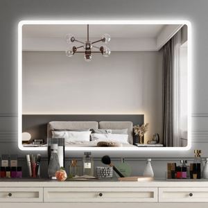 2025 tendencia moderno rectángulo sin marco LED baño montado en la pared espejo iluminado inteligente Anti-niebla atenuación personalizada para hoteles - Product Image 1