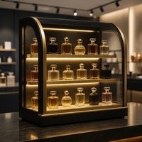 Vitrine de présentation de parfums sur mesure noir mat et or, conçue par des experts pour les boutiques de parfums - Vente directe usine - MOQ 1 pièce