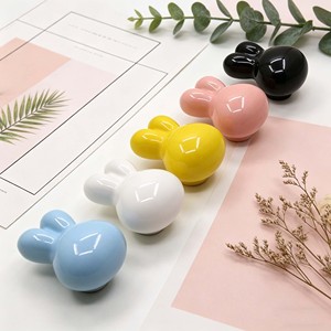 Puxadores de Cerâmica Modernos para Quarto Infantil: Coelhinho Fofo, Várias Cores, para Armários e Gavetas, com Furo Único - Product Image 5