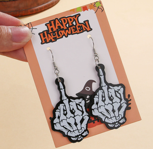 Nouvelles Boucles d'oreilles pendantes fantaisie Halloween : <span class=keywords><strong>Chien</strong></span> ballon squelette, Main de squelette <span class=keywords><strong>BOO</strong></span>, Dinosaure, Citrouille - Product Image 5