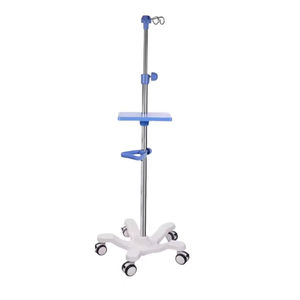 Poteau IV à hauteur réglable de haute qualité avec poignée et plateau en ABS Trangel pour hôpitaux et cliniques - Product Image 1