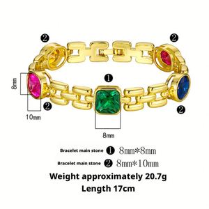 Toderi Jewelry Eco-friendly <b>Copper</b> 8*8/8*10MM Multicolor Zircon Gold Plated Chain <b>Bracelets</b> Wholesale for Premium Gift - Product Image 2