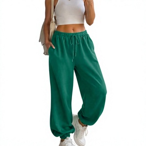 Pantalon de jogging ample en molleton pour femme, coupe décontractée, jambe large, taille mi-haute, style streetwear - Product Image 3