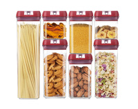 Ensemble de 7 récipients alimentaires hermétiques pour le stockage de céréales, récipients en plastique sans BPA avec couvercles à fermeture facile