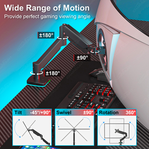 Support d'écran simple pour ordinateur avec gestion des câbles, fixation de bureau réglable, noir, support universel pour écran LCD à ressort à gaz, double 32 pouces M - Product Image 3