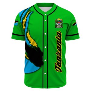 Vêtements d'été tanzaniens Uniforme de baseball à boutons pour hommes Drop Shipping Tanzania Active Flag Baseball Jersey Baseball Shirts - Product Image 3