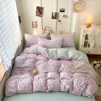 Nouvel ensemble de literie super doux 2026 en microfibre lavée à motif floral imprimé, comprenant housse de couette et drap.
