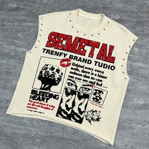 Chaleco Deportivo de Verano de Algodón para Hombre, Tallas Grandes, Camisetas sin Mangas para Gimnasio, Estilo Urbano, Personalizadas con Cuello Redondo y Gráficos de Diamantes de Imitación - Product Image 1