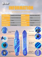 Planche à pagaie gonflable double couche bleue 11 pieds avec voile, pagaie, aileron, pompe et leash - Garantie 2 ans pour le surf en vagues