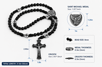 Collier chapelet catholique pour homme en paracorde, perles en bois noir, pendentif Saint Michel, crucifix, croix, fait main, religieux
