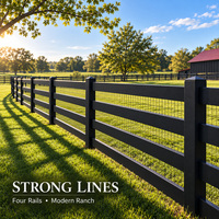 Clôture de corral pour chevaux en PVC noir à 4 rails, durable, écologique, résistante à la décomposition et facile à assembler, pour ranch, cour et enclos agricole