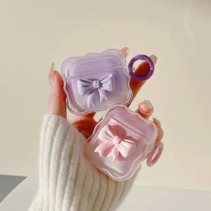 Luxe pour <span class=keywords><strong>AirPods</strong></span> Pro 2 3 étui transparent-3D papillon arc mignon écouteur housse de protection 20W USB-C adaptateur secteur petit couvercle de <span class=keywords><strong>fil</strong></span> - Product Image 5