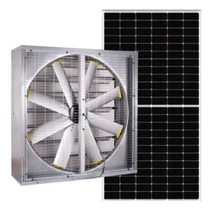 HVAC Top-Qualität Solar Hybrid Powered Tag Nacht Belüftung Wand ventilator No Blet BLDC Motor 48 ''Dünnbox Wärme Abluft absaugung