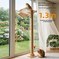 Winners Arbre à chat vertical en sisal avec griffoir, durable et résistant, hamac à ventouses anti-chute, hauteur 1,3 m, Simplicity
