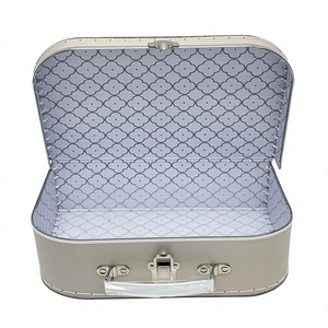 Valise en carton 2026 avec poignée, boîte de rangement rigide pour cadeaux et artisanat au design décoratif gris clair - Product Image 6