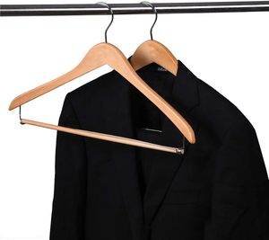 Wardrobe Space Saving Single Tier Anti-Slip Wooden Clothes Hanger with Premium Display for Clothing and Bags - Product Image 2