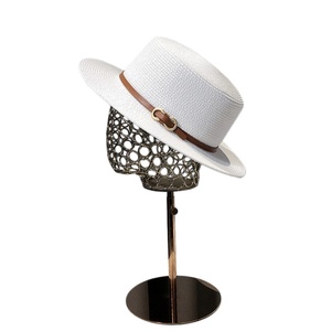 Hot Sale Flat Top Straw <b>Hat</b> With Leather Strap UV Protection Casual Panama Beach <b>Hat</b> Retro Style Men and Women - Product Image 4
