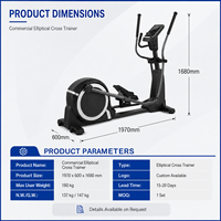 Machine elliptique de fitness commerciale pour salle de sport, cross-trainer pour la musculation avec cadre en acier et propulsion par roue avant