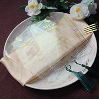 Tarjeta de Menú de Boda de Acrílico Transparente de Alta Calidad con Borla Verde para Bodas Elegantes y Otros Eventos
