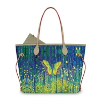 Sac fourre-tout spacieux en PU à imprimé papillon, 2 pièces, avec pochette, nouveau produit, élégant sac à bandoulière pour femme