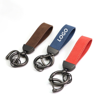 Porte-clés de voiture en cuir suédé, anneau métallique anti-perte, porte-clés personnalisé avec logo