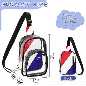 กระเป๋าคาดลำตัวแบบใสลายทาง PVC สำหรับกิจกรรมกีฬา  กระเป๋าสะพายข้างขนาดเล็กแบบมีซิป  กระเป๋าผู้ชายสำหรับใช้ในชีวิตประจำวัน - Product Image 2