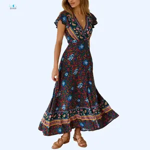 Custom Clothing Manufacturers Wholesale Women's Dress Sleeveless Patchwork Long Maxi Elegant Casual Dresses