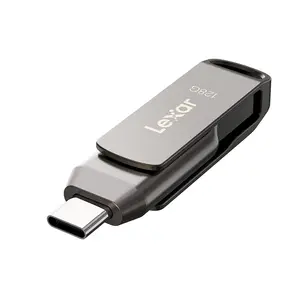 原装Lexar D400 USB 3.1 Type-C双端口闪存驱动器32gb 64GB u盘128gb 130mb/s金属硬盘256gb