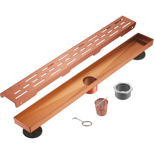 Moderno Scarico Doccia Lineare Sottile in Acciaio Inox 304 Dorato Spazzolato Antiodore, 60cm 24 Pollici, per Inserimento Piastrelle - Product Image 2