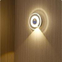Horloge LED intelligente avec télécommande, lumière murale à détection de présence humaine, projecteur, lampe de chevet pour chambre à coucher, luminosité réglable