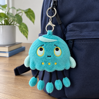 Porte-clés en peluche personnalisé avec logo, animal marin pieuvre mignon, porte-clés promotionnel en peluche, fournisseur de porte-clés en peluche personnalisés, vente chaude