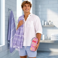 High-Grade Quick-Dry Striped Luxury Turkish Beach Towel with Cotton Material for Summer Use