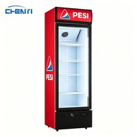 Réfrigérateur commercial vertical OEM à porte vitrée simple, refroidissement direct, sans givre, 4 étagères réglables