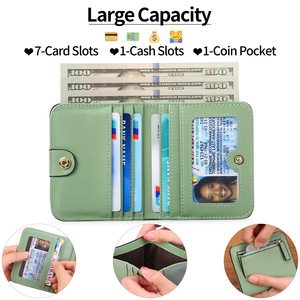Cartera de <span class=keywords><strong>Mujer</strong></span> con Bloqueo RFID, Pequeña, Compacta, Bifold, de Cuero de Lujo, Mini Cartera con Ventana para Identificación - Product Image 2