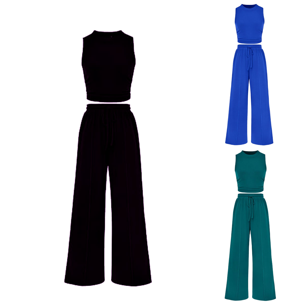 Women Jaka Sport 2-Piece Summer Yoga Set Scoop Neck Adjusted-straps Sleeveless Top Elastic Waist High-Waisted Breathable Shorts
