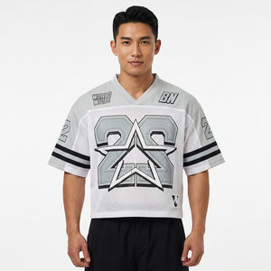 Maillot de football américain vintage surdimensionné personnalisé, respirant, en mesh, col en V, uniforme d'équipe OEM - Product Image 4
