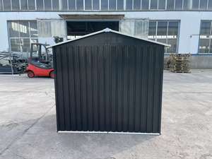 Abri métallique noir de 6 pieds x 4 pieds avec fentes de ventilation et fenêtres, abri de jardin avec <span class=keywords><strong>porte</strong></span> coulissante - Product Image 3