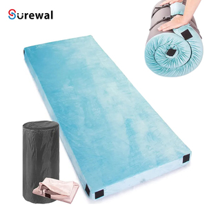 SUREWAL Comfortable Rolled Memory Foam Sleeping Mattress Topper Camping Mattress with Carry Bag Travel Strap