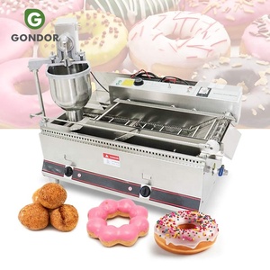 Semi Automatic Jam Ring Industrial Gas French Cruller Berliner Doughnut Donut Making Glazer Machine with Fryer - Product Image 1