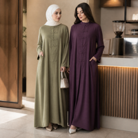 Mexizo 2026 Frog Button Abaya Muslim Kerah Tegak Gaun Maxi Dengan Saku Samping Elegan Sederhana Dubai Islami Abaya Kasual Harian