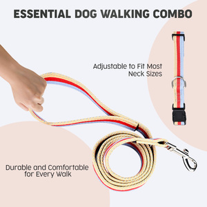Nouvel ensemble collier <span class=keywords><strong>et</strong></span> laisse pour chien en sangle tissée personnalisée à rayures, réglable en plastique, durable pour la promenade - Product Image 3