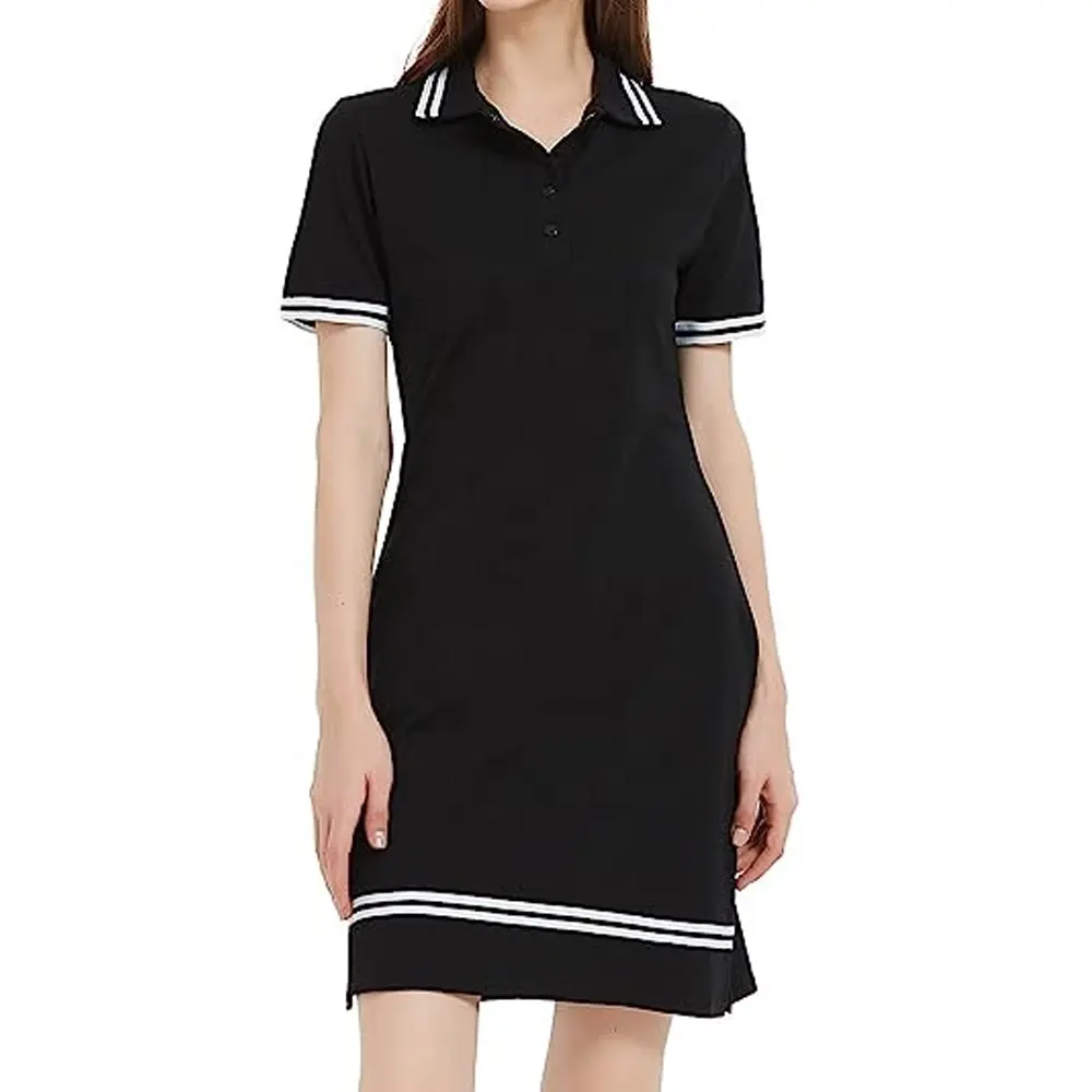 Toptan özel Logo kadınlar Polo gömlekler kısa kollu örme bayanlar Golf giysileri Golf gömlek elbise