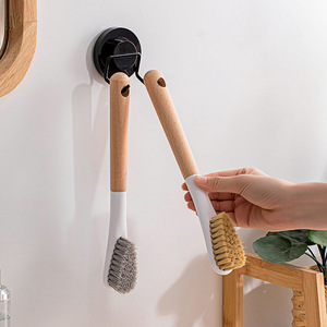 Brosse de nettoyage de chaussures à poils en nylon doux, manche en bois, pour baskets et chaussures, usage domestique - Product Image 2