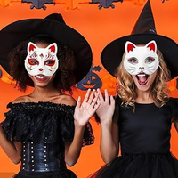 20 Piezas de Máscaras de Gato Blancas de Papel para Pintar, Disfraces, Halloween, Proyectos de Arte