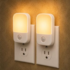 ไฟกลางคืน LED ขนาดเล็ก รุ่นโมเดิร์น แบบเสียบปลั๊ก พร้อมเซ็นเซอร์ ปรับความสว่างได้ รูปทรงกลม เหมาะสำหรับห้องนอน ทางเดิน บันได และโถงทางเดิน - Product Image 1